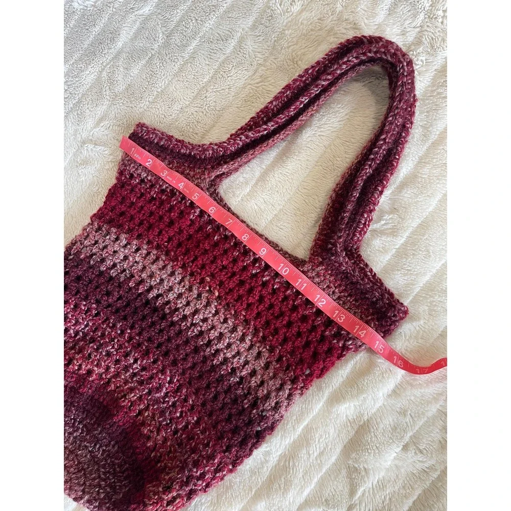 Crochet Market Tote Bag In Variegated Red‎
